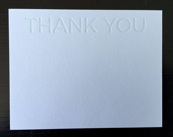 Thank You Blue Tonal Letterpress Notecard Set of 10