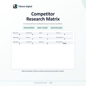 Competitor Research Matrix | Excel Template