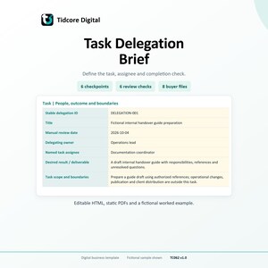 Task Delegation Brief | Editable HTML & PDF