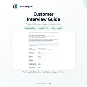 Customer Interview Guide | Editable HTML & PDF