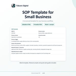 SOP Template for Small Business | Editable HTML & PDF