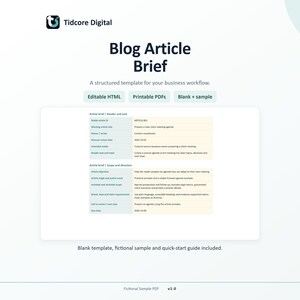 Blog Article Brief | Editable HTML & PDF