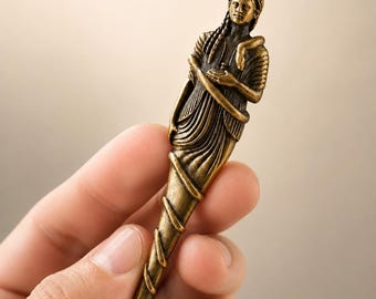 The Odyssey Pin of Athena, 2026 Movie Collectible, Antique Brass Greek Goddess Brooch, Goddess of Wisdom Gift, Cosplay Accessory