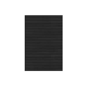 May include: A rectangular panel featuring a series of uniform, horizontal black slats arranged in a stacked pattern. The surface displays a consistent matte black finish with subtle shadows between each individual horizontal slat element.