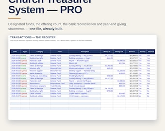 Church Treasurer Spreadsheet Tithe Tracker | Fund Accounting Excel Google Sheets | Giving Statements Bank Reconciliation Bookkeeping