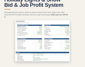 Holiday Light Installation Business Spreadsheet | Christmas Lights and Snow Removal Pricing Template Excel Google Sheets Profit