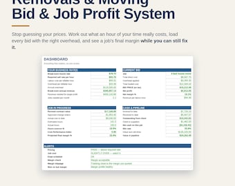 Moving Company Spreadsheet | Removals Quote and Job Costing Template Excel Google Sheets | Man and Van Profit Calculator