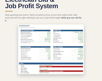Electrician Business Spreadsheet | Electrical Estimating and Job Costing Template Excel Google Sheets | Quote & Profit Calculator