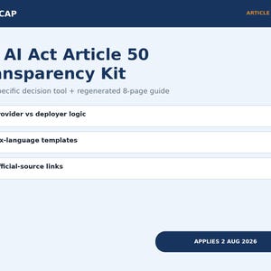 Transparantiekit voor artikel 50 van de EU-wetgeving inzake kunstmatige intelligentie | Hulpmiddel voor rolbepaling + handleiding van 8 pagina's | Sjabloonen voor AI-openbaarmaking in 6 talen