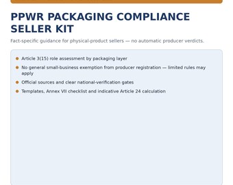 PPWR Packaging Compliance Kit for Etsy Shopify Amazon Sellers | European Packaging Regulation Guide EPR Templates Checklist PDF