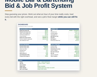 Mobile Bar Business Spreadsheet | Bartending Pricing and Event Costing Template Excel Google Sheets | Bar Package Profit Tool
