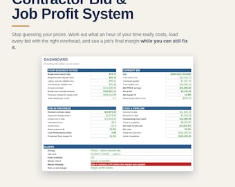 Contractor Bid & Job Costing Spreadsheet | Construction Estimate Template Excel Google Sheets | Overhead Rate And Profit Calculator