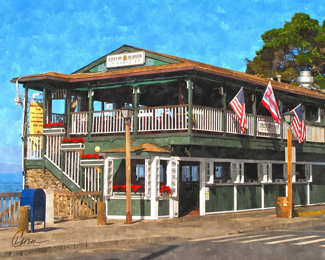 CHEESEBURGER IN PARADISE Beachfront Restaurant Front Street Lahaina Maui Hawaii Unframed Fine