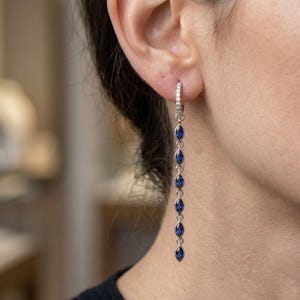 Ohrringe aus 925er Sterlingsilber mit mehreren Saphiren und Rubinen, farbenfrohe Hängeohrringe, handgefertigter Schmuck