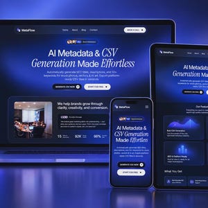 MetaFlow React SaaS landingspagina-sjabloon, AI-webapp-UI (digitale download)
