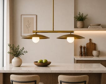 Lampadario lineare a 2 luci in stile Mid-Century Modern, lampadario scandinavo per isola cucina, lampadario minimalista per sala da pranzo.