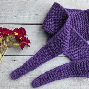 Hand Knitted Sophie Scarf - Knitted Neck Scarf - Small Knit Scarf - Merino Wool Sophie Scarf -Purple Sophie Scarf