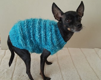 Hand Knit Dog Sweater - Dog Coat -Dog Costume -Dog Clothes - Dog Fashion- Small Dog Sweater -Dog Sweater Size S