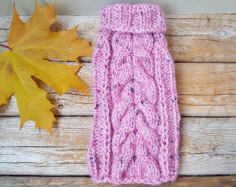 Pink Cable Knit Dog Sweater -Small Dog Sweater-Chihuahua sweater-Pet Sweater-Dog Costume Size S