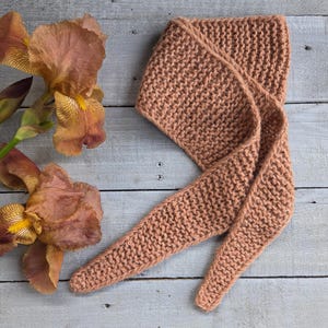 Hand Knitted Sophie Scarf - Knitted Neck Scarf - Small Knit Scarf -  Sophie Scarf- Beige Sophie Scarf- Cashmere Wool Sophie Scarf