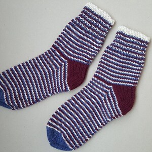 Hand Knitted Wool Socks Colorful Socks for Women Wool Socks Size Medium,Large-US W8 /EU 39 image 2