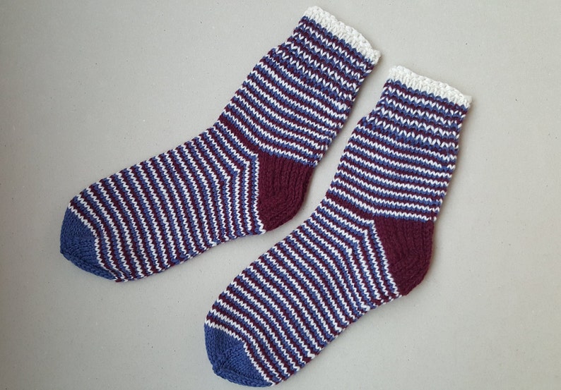 Hand Knitted Wool Socks Colorful Socks for Women Wool Socks Size Medium,Large-US W8 /EU 39 image 2