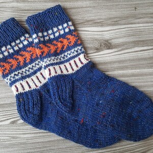 Hand Knitted Wool Socks Colorful Socks for Women Wool Socks Size Small Medium-US W6,5-7,EU37,5-38 image 3