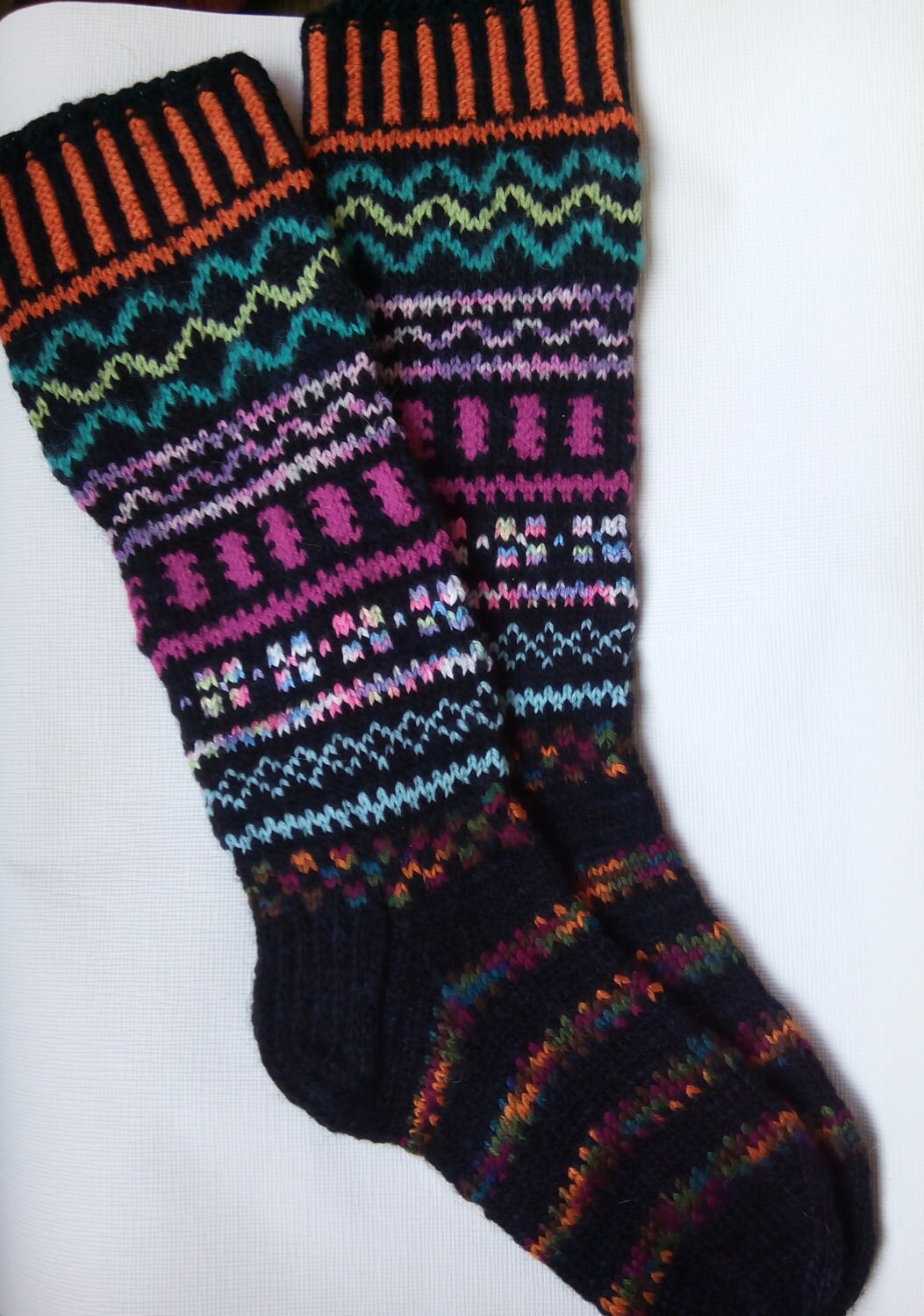 Hand Knit Colorful SocksWomens Wool SoksLong SocksSize Etsy