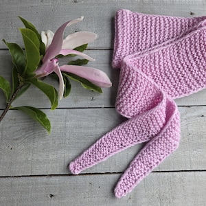 Hand Knitted Sophie Scarf - Knitted Neck Scarf - Small Knit Scarf - Merino Wool Sophie Scarf Light Purple Sophie Scarf