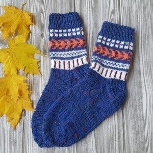 Hand Knitted Wool Socks Colorful Socks for Women Wool Socks Size Small Medium-US W6,5-7,EU37,5-38 image 1