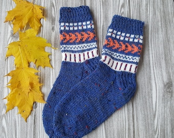 Hand Knitted Wool Socks -Colorful Socks for Women -Wool Socks Size Small Medium-US W6,5-7,EU37,5-38