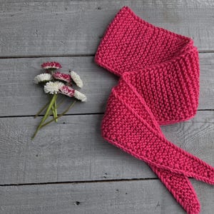 Hand Knitted Sophie Scarf - Knitted Neck Scarf - Small Knit Scarf - Silk and Wool Sophie Scarf -Pink Sophie Scarf