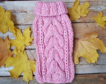 Pink Cable Knit Dog Sweater -Small Dog Sweater-Chihuahua sweater-Pet Sweater-Dog Costume Multiple sizes