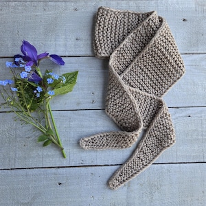 Hand Knitted Sophie Scarf - Knitted Neck Scarf - Small Knit Scarf - Merino Wool Sophie Scarf Beige Sophie Scarf