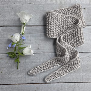 Hand Knitted Sophie Scarf - Knitted Neck Scarf - Small Knit Scarf - Merino Wool Sophie Scarf -Gray Sophie Scarf