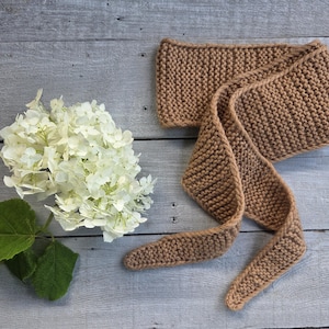 Hand Knitted Sophie Scarf - Knitted Neck Scarf - Small Knit Scarf - Merino Wool Sophie Scarf -Beige Sophie Scarf