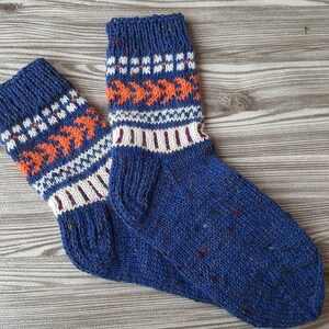 Hand Knitted Wool Socks Colorful Socks for Women Wool Socks Size Small Medium-US W6,5-7,EU37,5-38 image 4