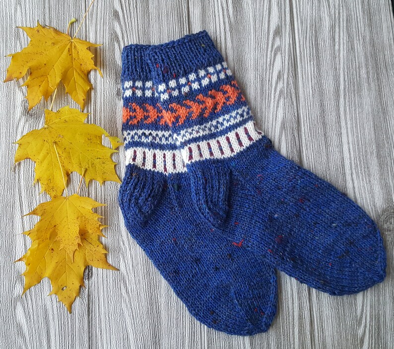 Hand Knitted Wool Socks Colorful Socks for Women Wool Socks Size Small Medium-US W6,5-7,EU37,5-38 image 2