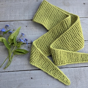 Hand Knitted Sophie Scarf - Knitted Neck Scarf - Small Knit Scarf -  Sophie Scarf-Green Sophie Scarf- Merino Wool Sophie Scarf