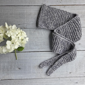 Hand Knitted Sophie Scarf - Knitted Neck Scarf - Small Knit Scarf - Merino Wool Sophie Scarf -Gray Sophie Scarf