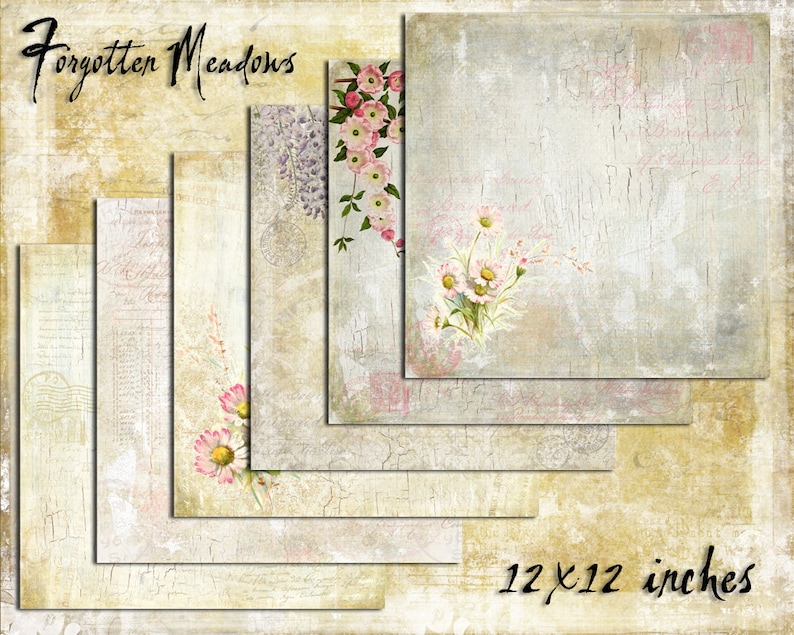 Digital Paper Pack Forgotten Meadows 12x12 downloadable printables image 1