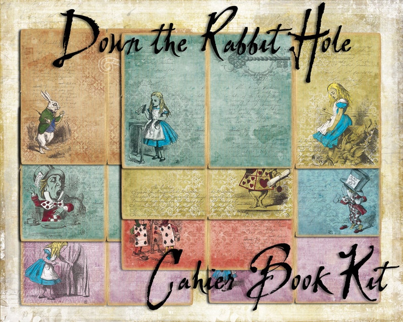 Digital Paper Pack Down the Rabbit Hole Book Kit PAGES ONLY cahiers image 1
