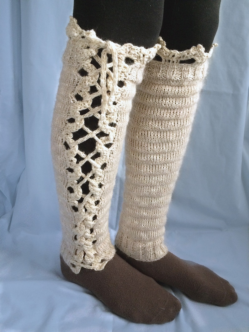 Knitted leg warmers long leg warmers beige Etsy