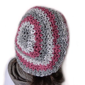 Gray beret/ pink beret/ crochet slouchy hat