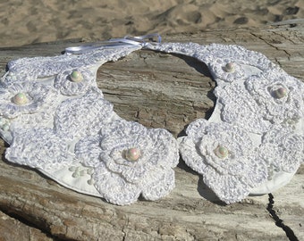 Collar blanco collar Crocheted encaje cuello blanco