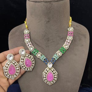 Bridal Kundan Necklace Set, Indian Wedding Jewelry, Polki Bridal Choker Set with Earrings Pakistani Bridal Jewelry, Bollywood Style Necklace
