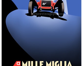 Art Deco Alfa Romeo Mille Miglia poster giclee print