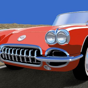Red Corvette Cruising Route 66 poster image 2