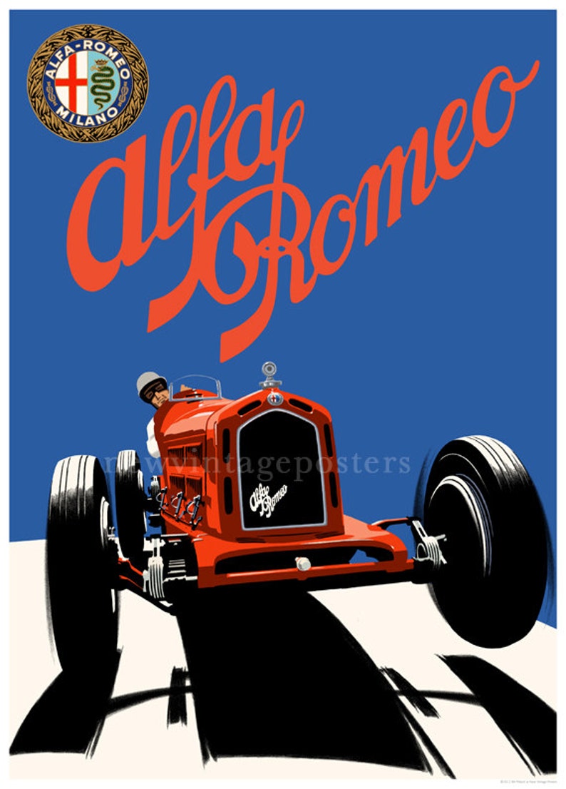Art Deco Alfa Romeo 8C 2300 poster giclee print | Etsy