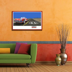 Red Corvette Cruising Route 66 poster image 3